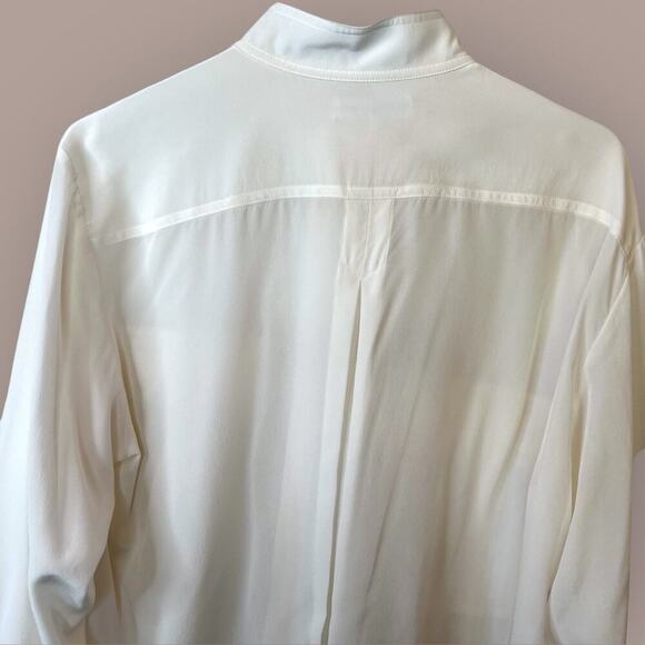 FRAME 100% Silk Clean Safari Shirt in Off White Women's Size Small - Picture 10 of 13